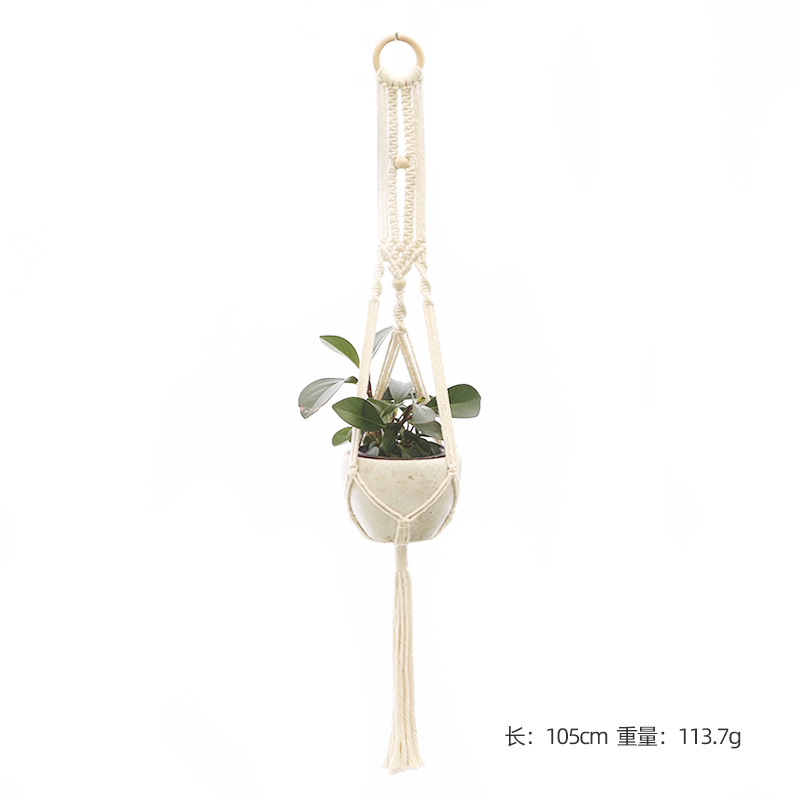 Hangende plant handgemaakte macrame plantenhanger bloempot plantenbak hanger muur decor binnenplaats tuin hangende plantenbak hangende mand: Clear