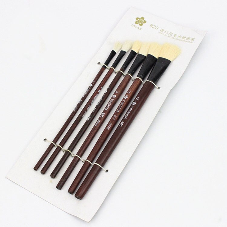 wool sheep flat tail oil painting brush Kids Watercolor Gouache Painting Pen Wooden Handle Paint Brush Set Drawing Art Supplies