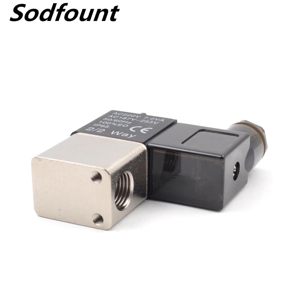 2V025-06 2V025-08 220V 110V AC 12V 24V DC 2Port 2Ways 1/8" 1/4"BSP Normally Closed NC Air Water Oil Solenoid Valve Coil Led