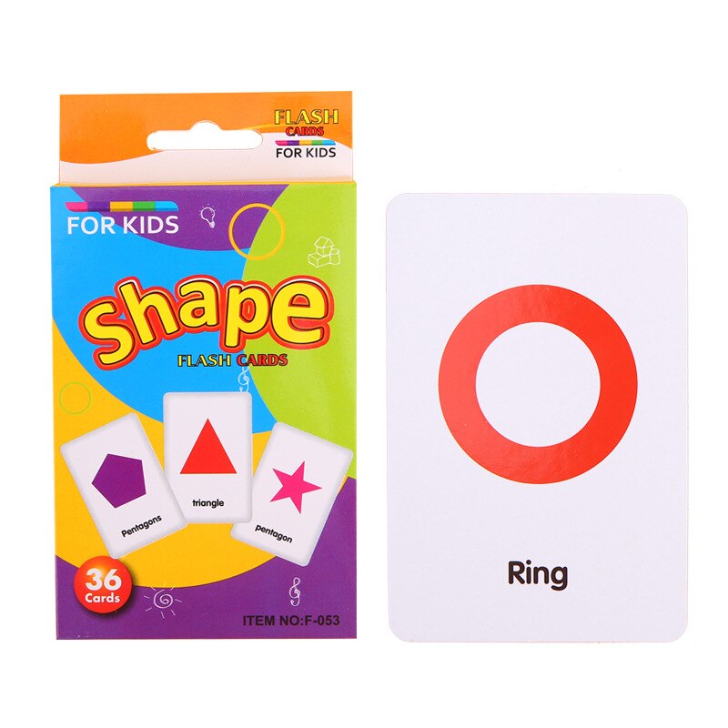 Baby Learning Card Kids Recognition Animal Coloe Shape Card Fun English Word Educational Toy Game Puzzle: Shape