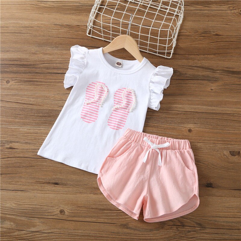 1-5 år chiffon pigetøj sommer nyfødt baby pige tøj sæt 2 stk bomuld pige tøj t shirt+bukser spædbørn tøj sæt