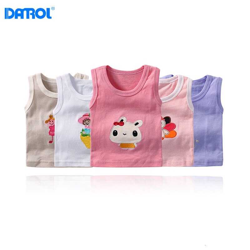 5 PCS Baumwolle Cartoon Bestickte Baby Weste Baby Kleidung Sommer Set: random for girls / 24M