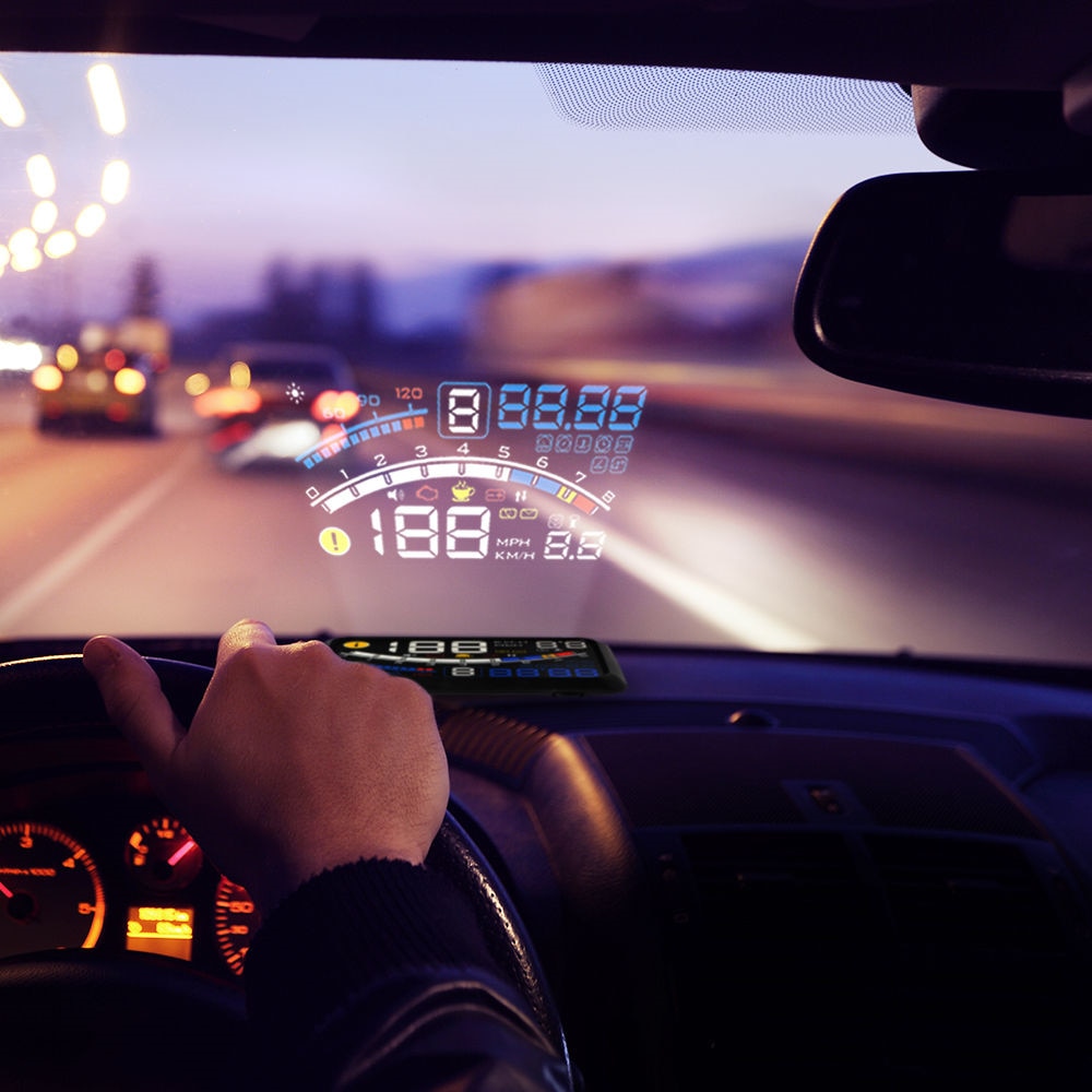 XUNMA-pantalla HUD Head-Up para coche, sistema de advertencia de exceso de velocidad, proyector de parabrisas, alarma de voltaje electrónico automático, OBD2 II, EUOBD
