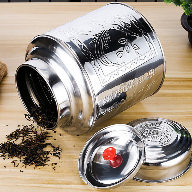 Stainless Steel Tea Box Portable Metal Sealed Tea Canister Household Iron Box Caddy