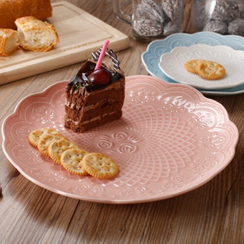 Nordic Style Candy Plate Ceramic Cake Plates Party Solid Color Tableware Tray Display Rack Afternoon Tea Snack Plate