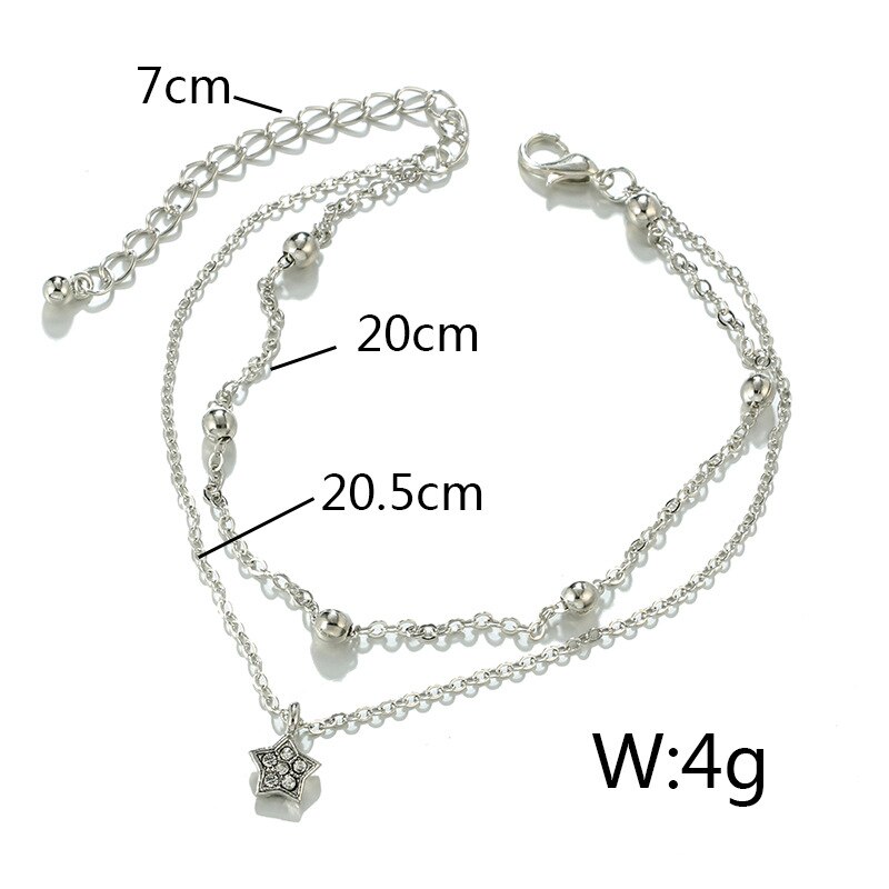 Simple Heart Ankle Layering Pendant Anklet Foot Jewelry Summer Beach Anklets On Foot Ankle Bracelets For Women Leg Chain