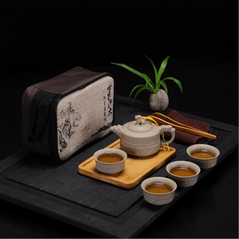 Set da tè vintage satsuma dragon moriage lithophane geisha - La pulce