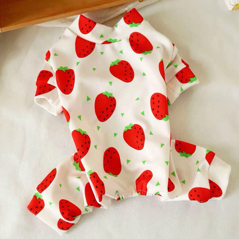 Hundepyjamas kæledyrsrød jumpsuit åndbar forår sommer vandmelon nattøj til chihuahua yorkshire kostume xss-xl doggyzstyle