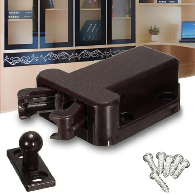 Keboyoe 8 Piezas Cierre Push To Open Para Armarios – Pestillo Táctil Con Tornillos, Apertura A Presión, Color Negro, Para Cajones Y Puertas