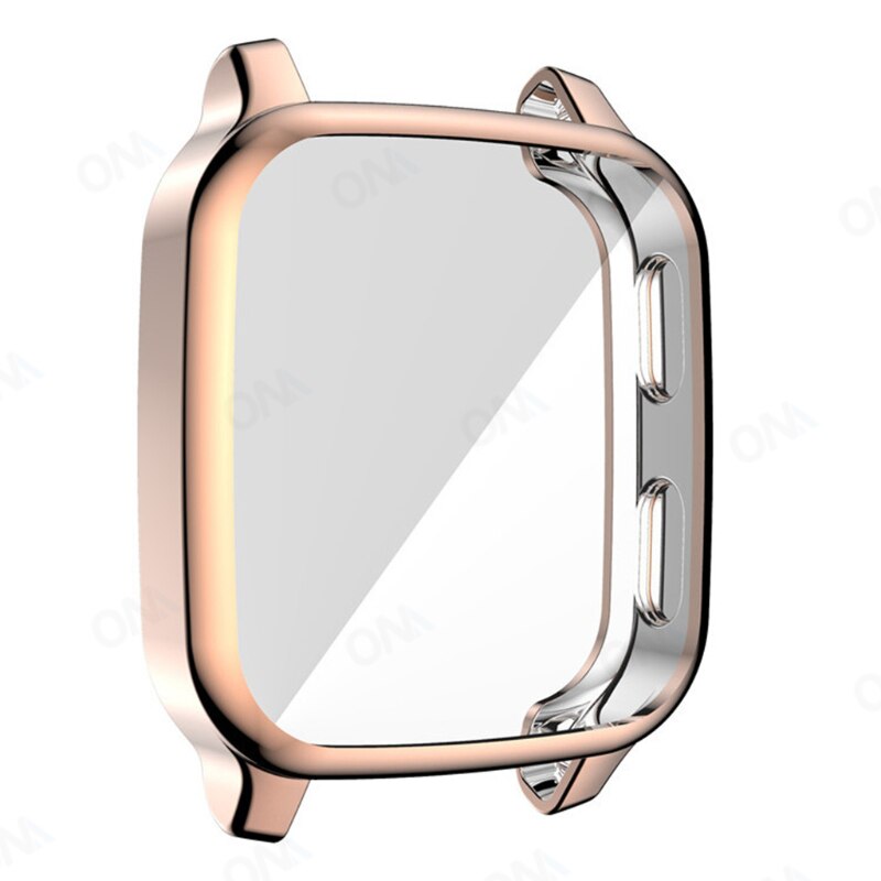 Beschermhoes Voor Garmin Venu Sq Case Full Screen Protector Shell Bumper Cases Voor Garmin Horloge Venu Sq Muziek Accessoires: Rose Gold