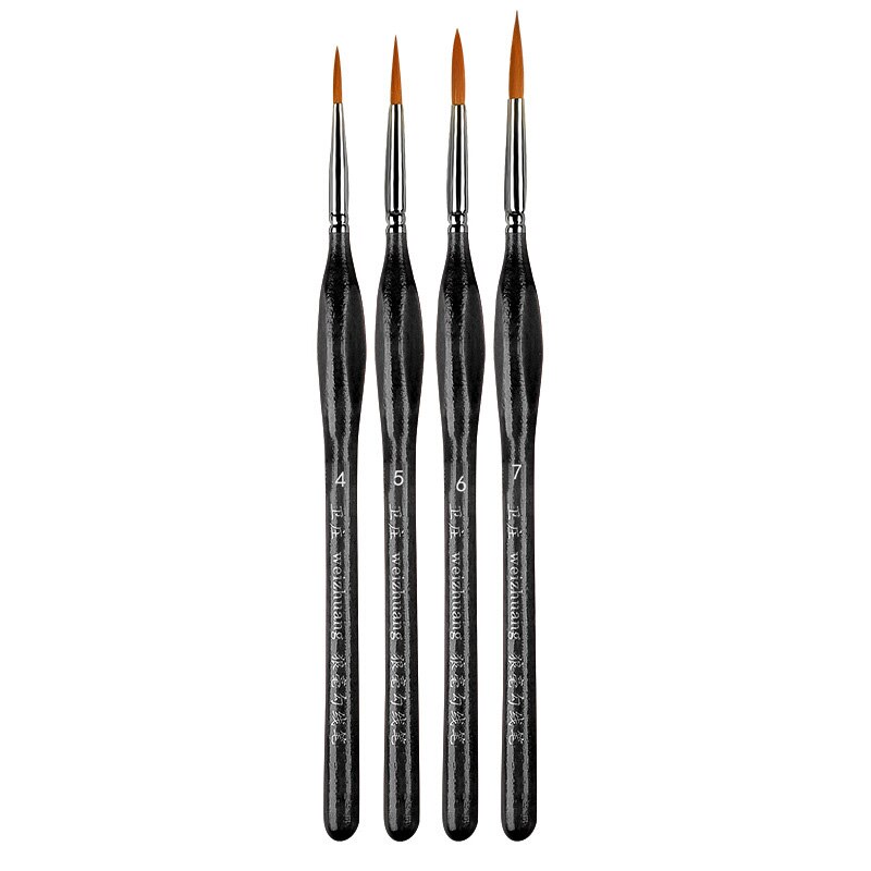 1 conjunto vermelho/preto multiuso de madeira pintura a óleo canetas números pincéis esboço caneta pintura suprimentos acessórios artísticos: 4pcs Set black L