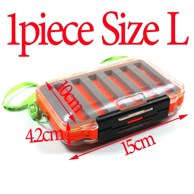 Bimoo 1 Pcs 2 Layer Fly Vissen Pocket Box Waterdichte Case Voor Nymph Droge Natte Vliegen Forel Karper Zalm Vissen fly Box S L: triangle foam