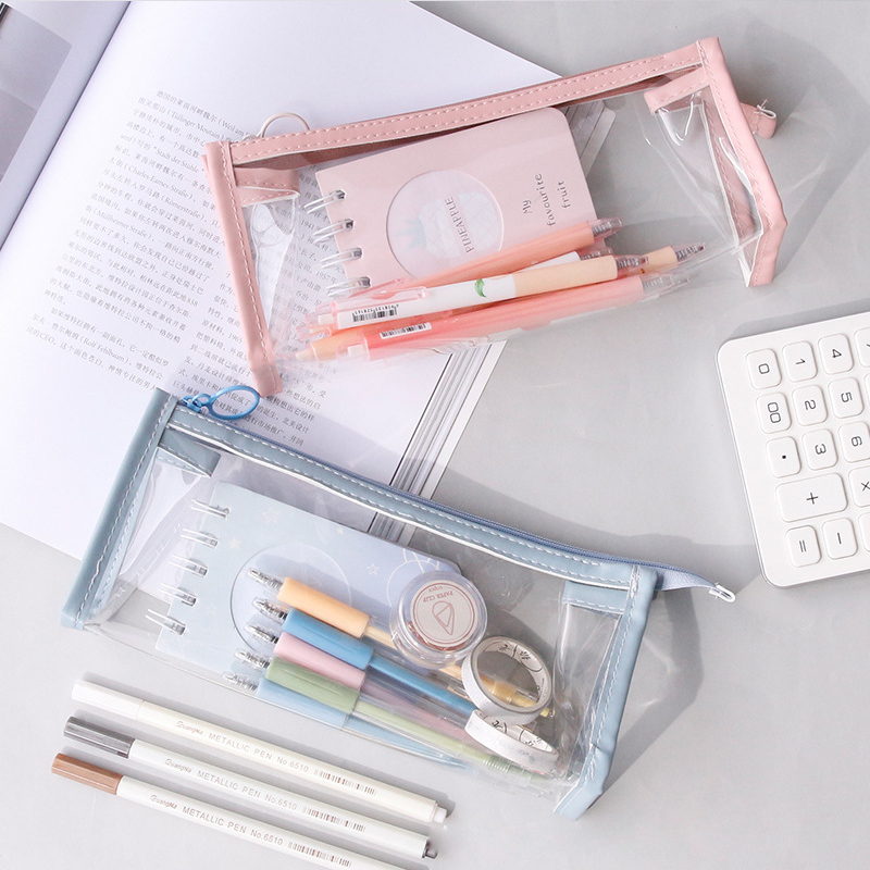 Transparentes Federmäppchen, große Kapazität, einfache Stifttasche, Kawaii-Kosmetiktasche, Schule, Studium, Schreibwaren, Bürobedarf