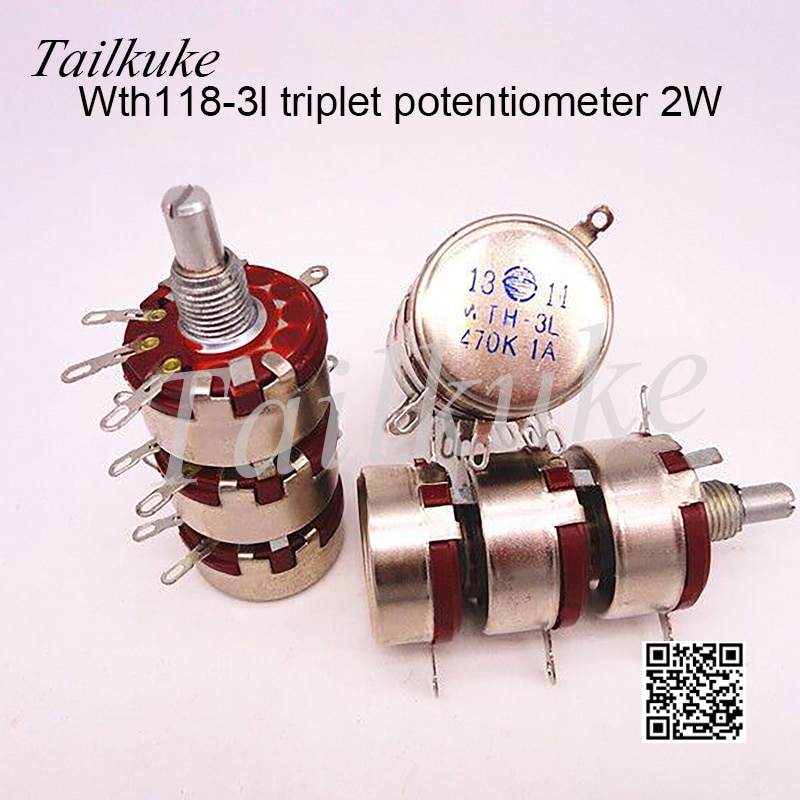 WTH118 triple potentiometer WTH-3L carbon film potentiometer 100K 220K 470K 1M 10K 22K
