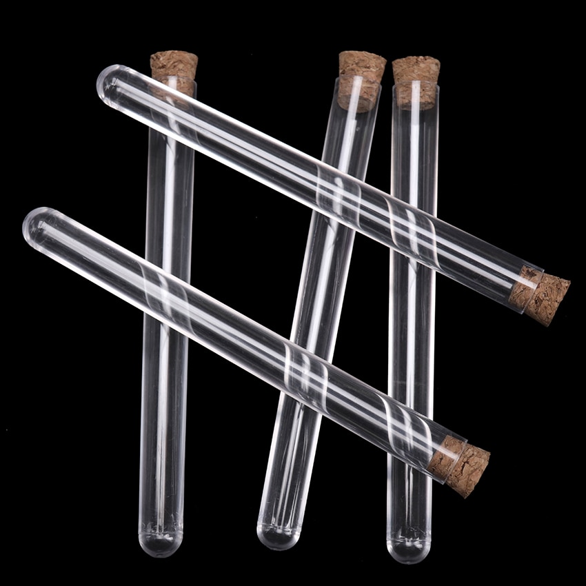 Tubes de Test transparents en plastique avec bouchons de bouchons, Tubes de Test en plastique, 15x150mm, 10 pièces, Tube de rangement de perles faites à la main, bricolage ml