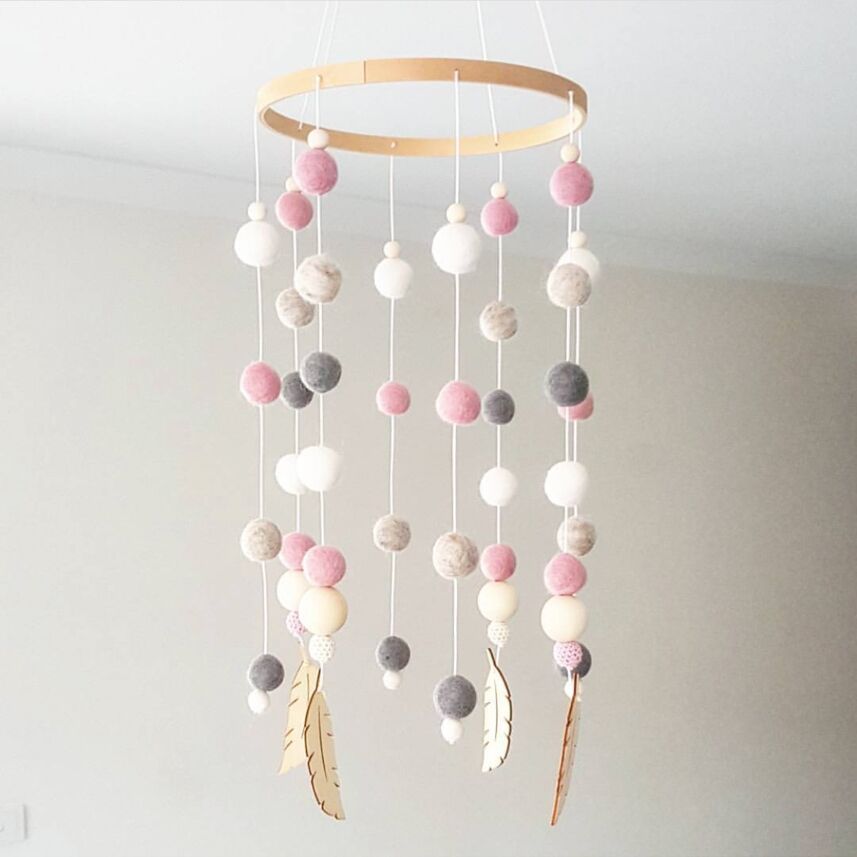 Diy Macaron Kleur Haar Bal Windgong Decor Banner Babykamer Decoratie Beddengoed Bumpers Kids Party Ballen Kids Meisjes Kamer decor