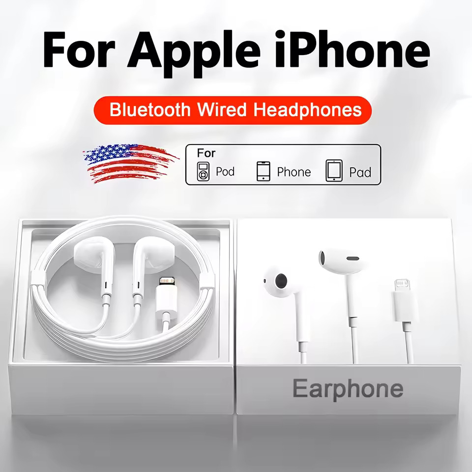 Original Kopfhörer für Apple iPhone 16 15 14 13 11 12 Pro Max Plus In-Ear Lightning 3,5 MM Wired Bluetooth Kopfhörer Zubehör