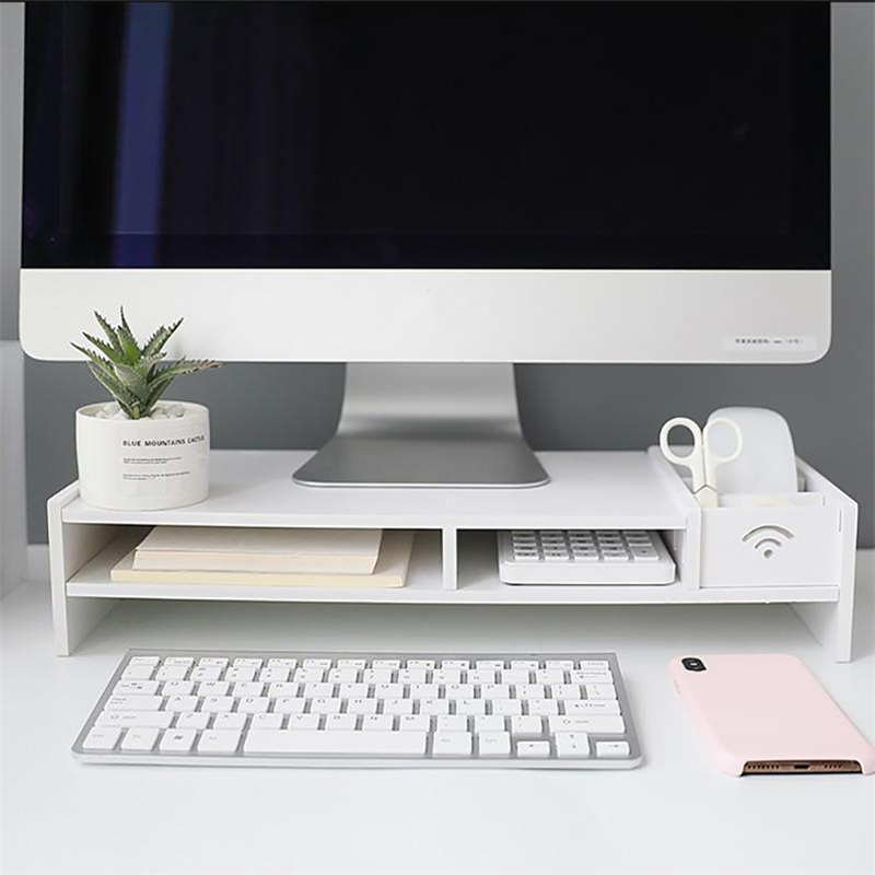 Multi-function PC Computer Monitor Stand Riser Laptop Holder PVC Desk Organizer Shelf Easy Assemble for Home Desktop