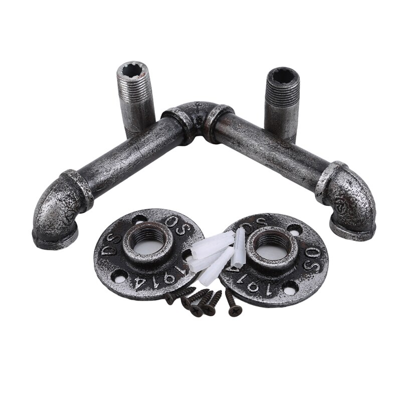 Tuyau d'eau en fer forgé porte-serviettes vis intégré crochet mural porte-serviettes noir porte arrière serviette rangement cintre salle de bain accessoires