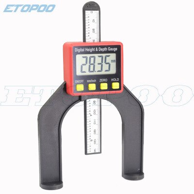 Digital Depth Gauge Height Gauge Digital Tread Depth Gauge LCD Magnetic Self Standing Aperture 80mm/50mm Hand Routers: Gold