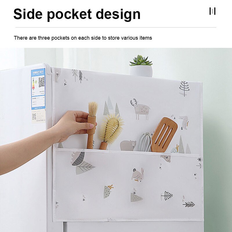 Home Refrigerator Anti-dust Cover Waterproof Refrigerator Cover Multifunction Hanging Storage Bag for Washing Machine Top Covers