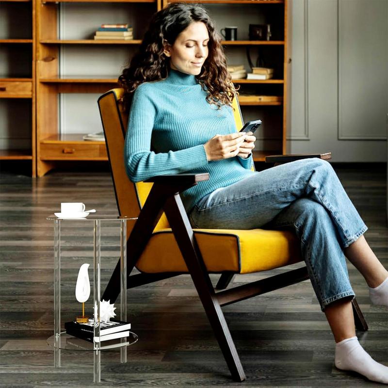 Akryl transparent sofabord klart drikkebord lille rund ende moderne stue sidebord akryl sidebord boligindretning