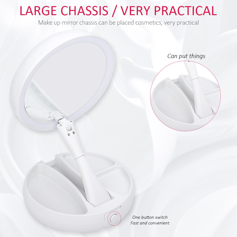 Foldable USB Charging or Battery Led Mirror Makeup White Vanity Cosmetic Mirror with Light 7X Magnifying Table Mirrors
