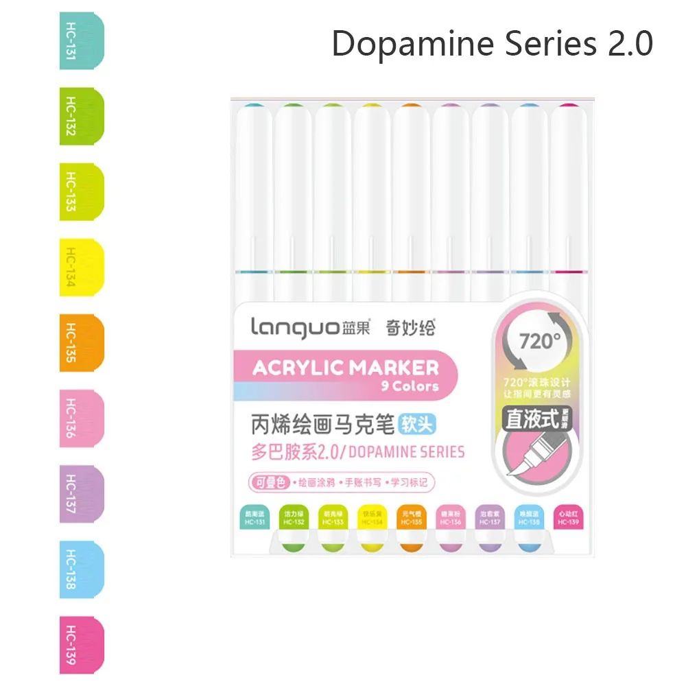 9-Colors Acrylic Marker Pen Stackable Color Straight Liquid Colour Pen Quick Drying Smooth Writing Art Watercolor Pen Graffiti: light green
