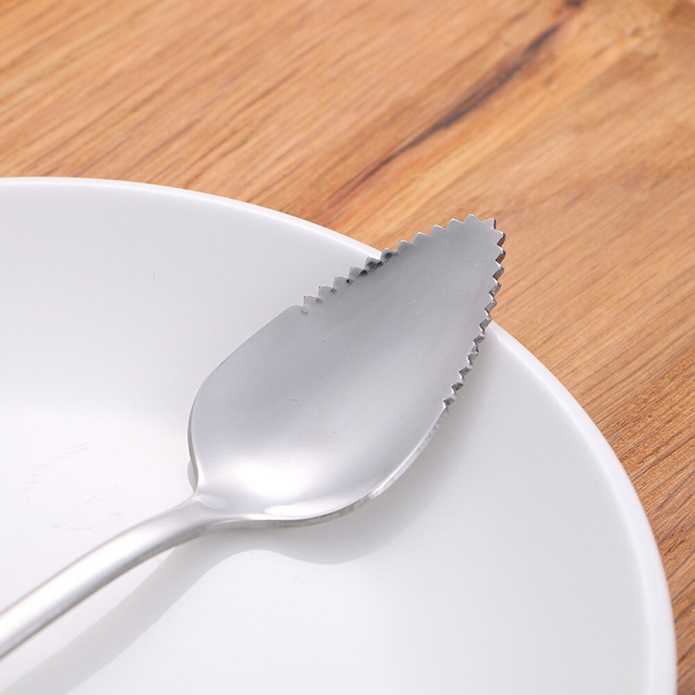 2/4PC thick smooth stainless steel grapefruit spoon dessert spoon serrated edge cut fruit kitchen gadget cooking tools