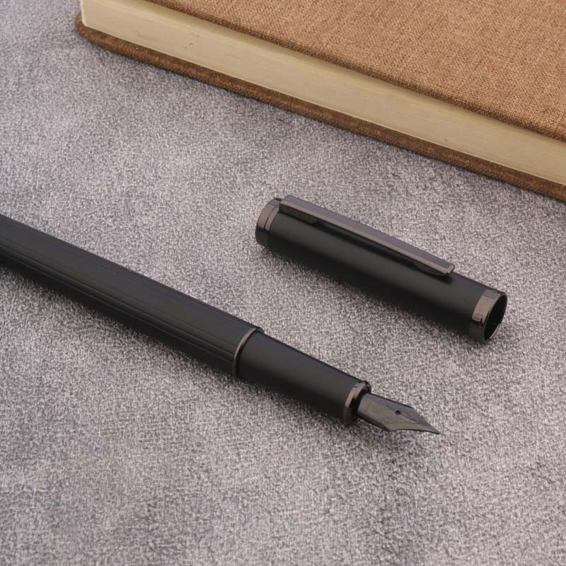 JinHao 88 Fountain Pen Frosted Black Nib EF F Business Office School Supplies Writing Ink Pens