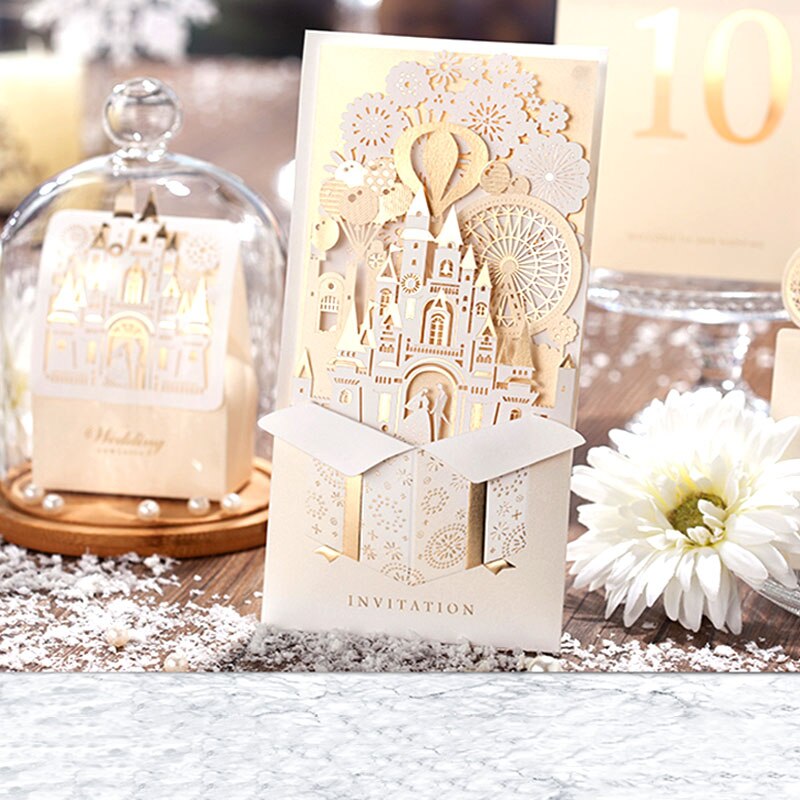 10PCS Invitations Wedding Book Invitations Simple Three-Dimensional Wedding Atmosphere European Custom Envelope Party Supplies