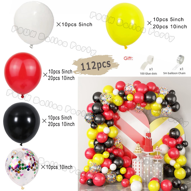 Czarne złote balony urodzinowe Zestawy łuków Srebrny Beżowy Złoty Balon konfetti Urodziny Dekoracja ślubna Chrzest Wystrój ukończenia szkoły: Fluorescencji Żółty