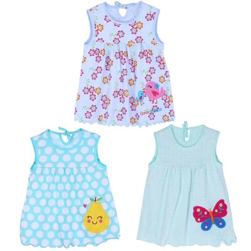 Summer Girls Dresses Newborn Baby O-neck Sleeveless Cotton Princess Mini Casual Dress Child Cute Pattern Decor Dot Clothes
