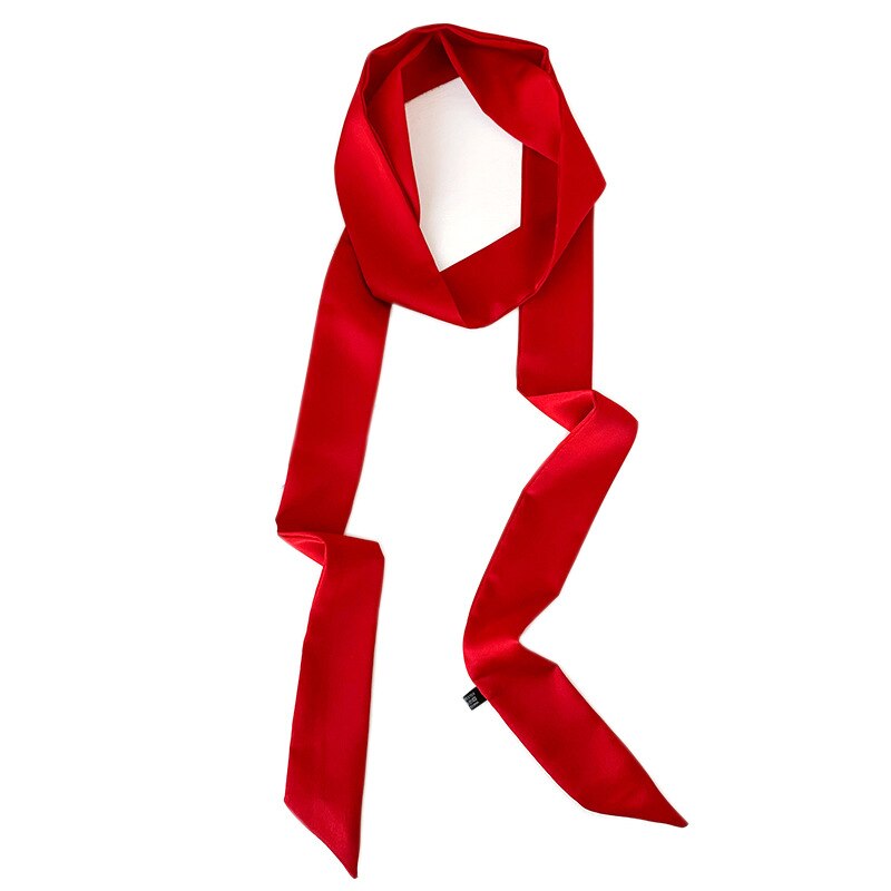 Langt tyndt tørklæde til dame hals binde massivt silke hårbånd foulard kvindeligt bånd bælte tørklæder pandebånd taske dekoration