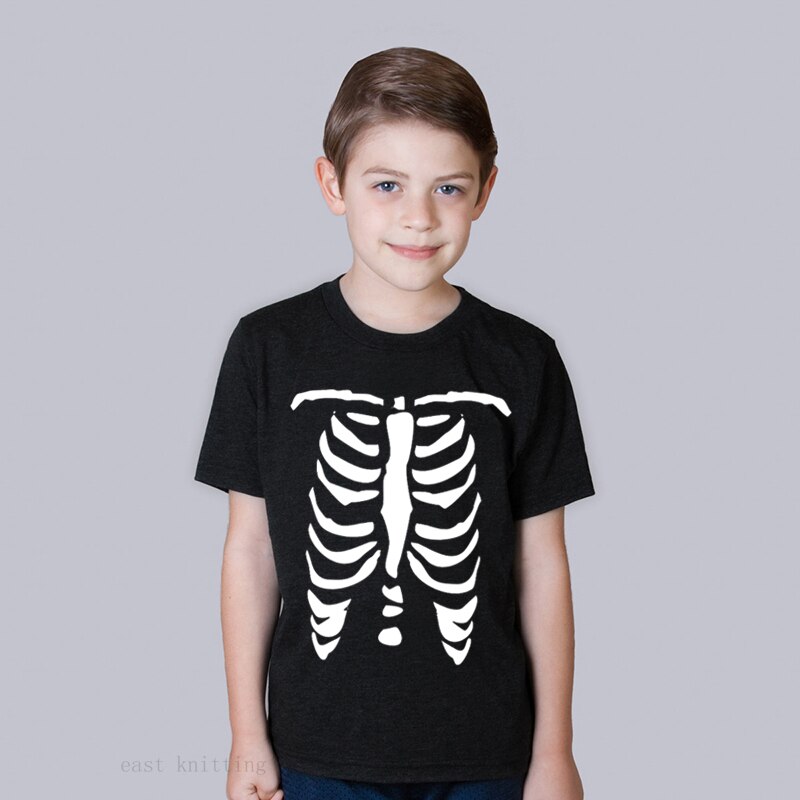 Skelet t-shirt voor kids Baby Boy Korte Mouw Casual T-shirt Tops Tee Kind Halloween Ribbenkast Outfit