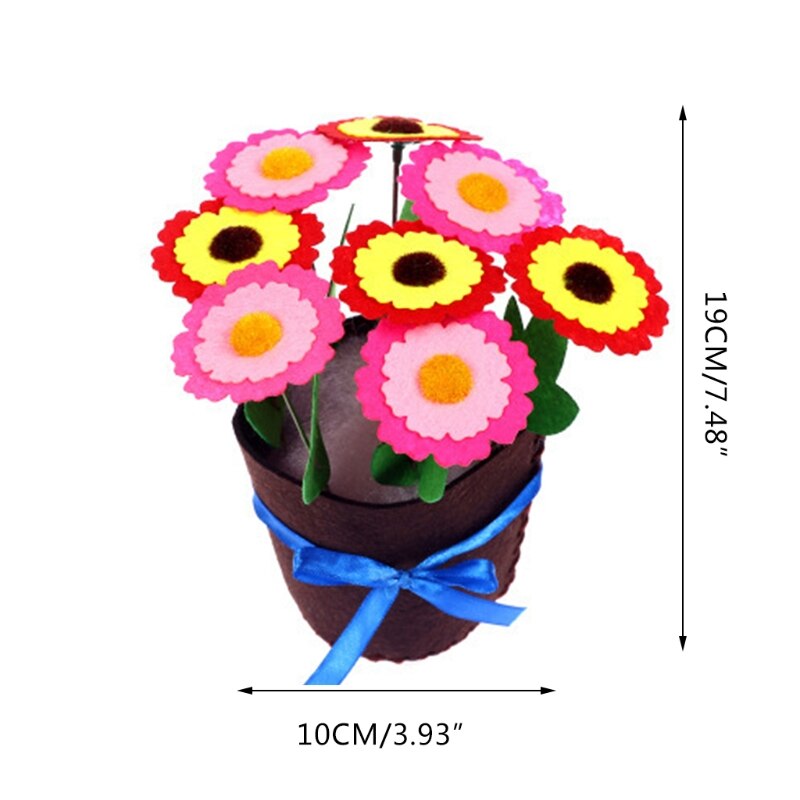 Kit de bricolage de fleurs en pot pour enfants, ensemble de couture artisanale en feutre pour enfants, de fête d&#39;anniversaire, 4 paquets