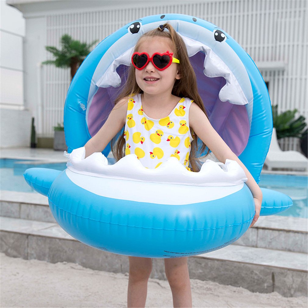 Baby Aufblasbare Schwimmen Ring Tragbare Kleinkind Baby Toddle Schwimmen Ring Sun Markise Mit Baldachin Kreis Sicher Aufblasbare