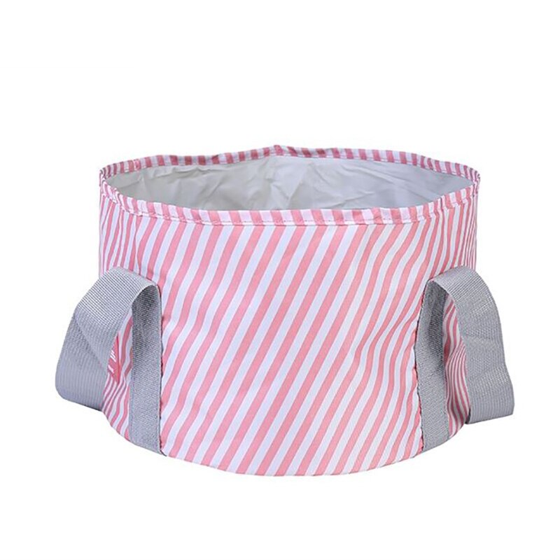 GESEW Foldable Basin Outdoor Travel Water Bucket Portable Foot Bath Bucket Multipurpose Folding Washbasin Large Capacity Basin: StripePink