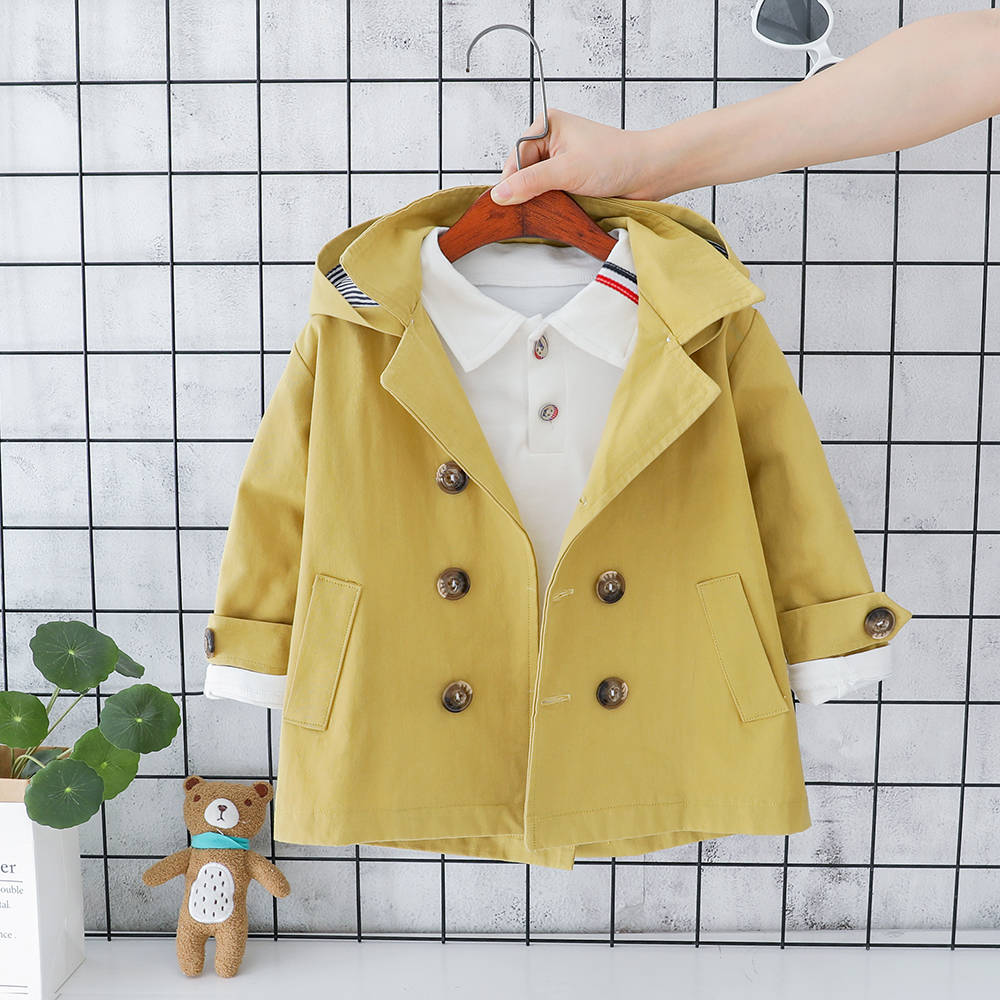 Efterår vinter baby drenge og piger jakker frakker børn lange stribede trenchcoats til drenge børn hætteovertøj babyjakke