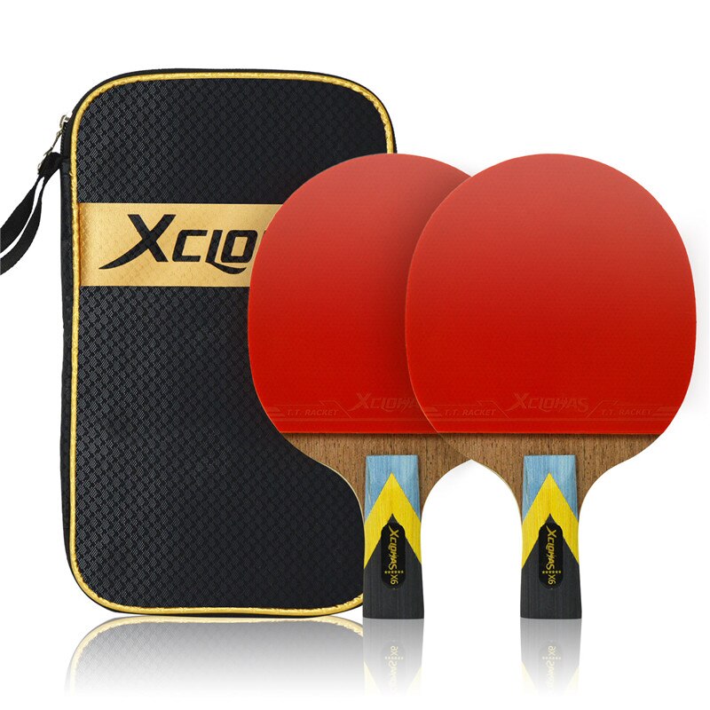 XC LOHAS 2Pcs Neue Verbesserte 6 Sterne Carbon Tischtennis Schläger Set, mit Gute Kontrolle Leistungsstarke Professionelle Ping Pong Paddle Bat: 2 Short Handle