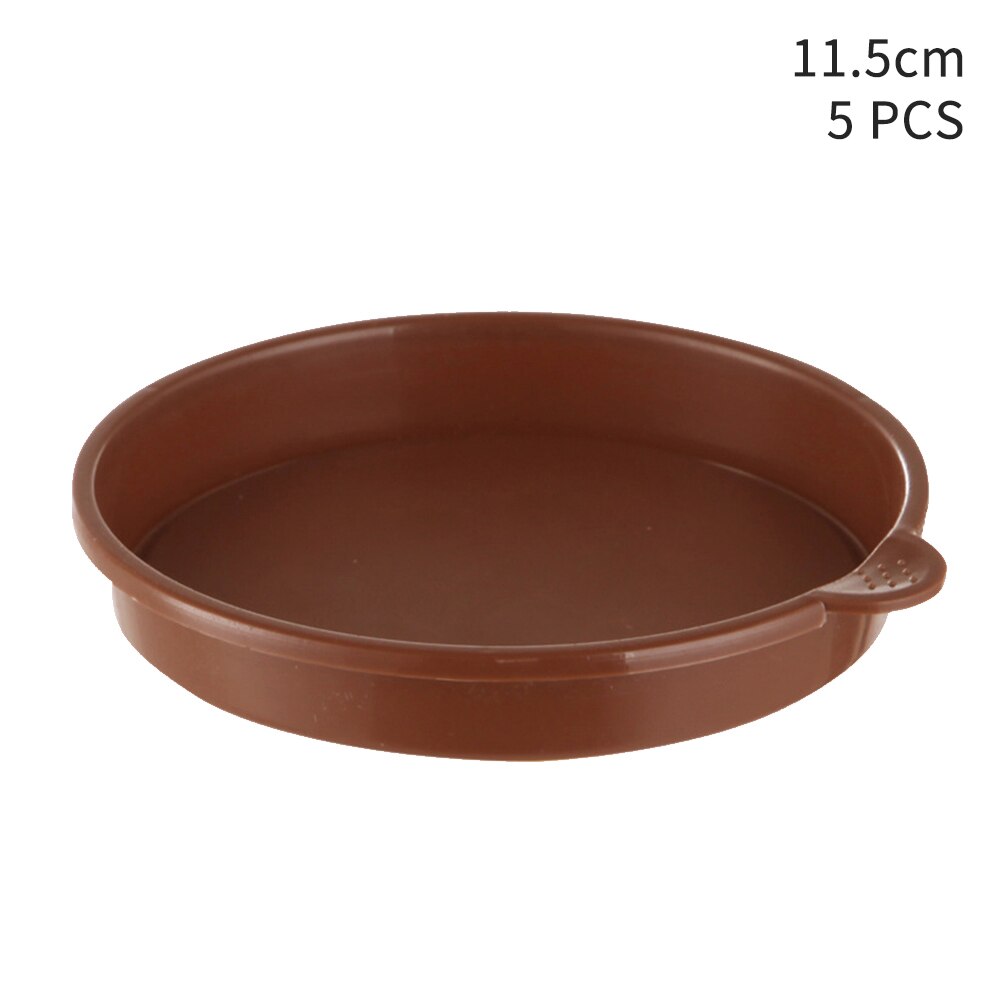 5pcs Solid Indoor Outdoor Round Flower Pot Home Garden Balcony With Handle Waterproof Durable Container Drip Tray Plant Saucer: Coffee 11.5cm