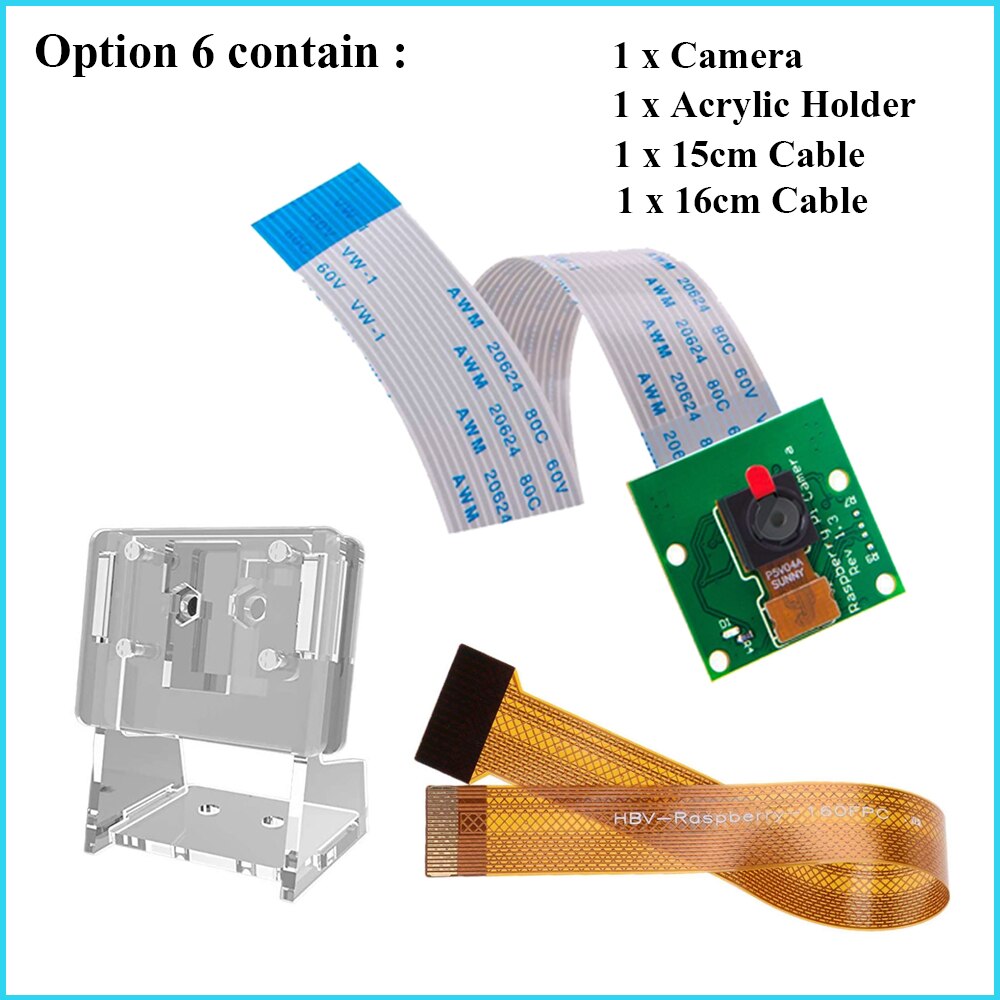 Raspberry Pi 4 5MP Camera 1080P 720P Video Camera Module With Acrylic Holder For Raspberry Pi 4 Model B 4B/3B+/3B/Zero W: Option 6