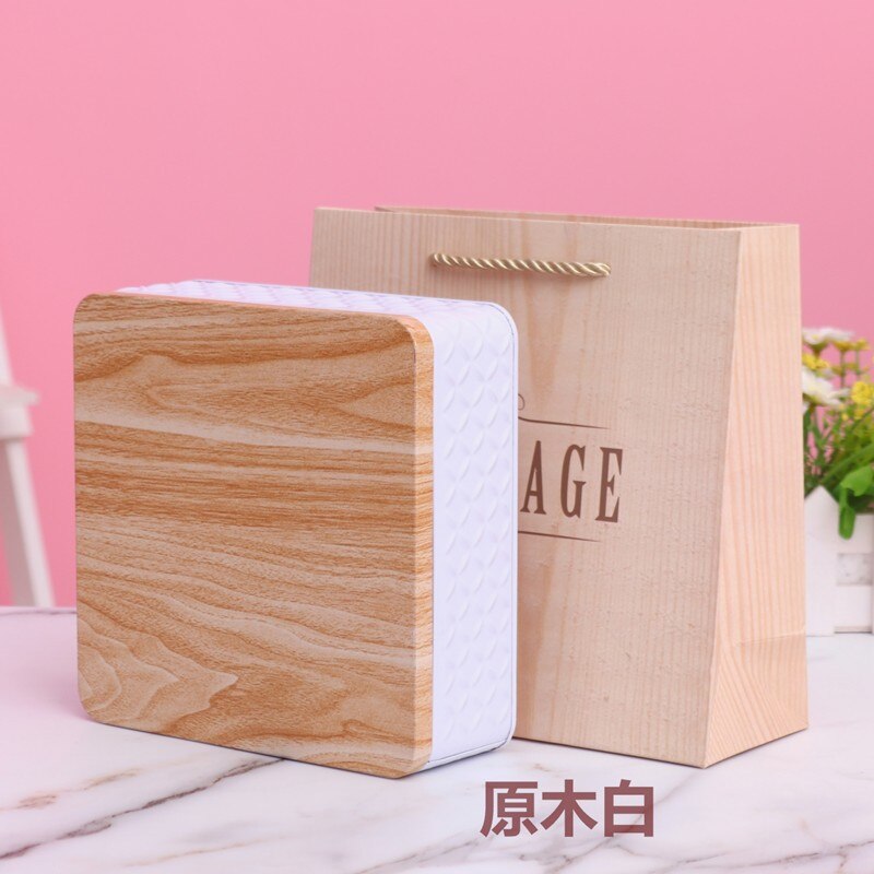 Caja de hierro de grano de madera de alta gama, caja cuadrada de Metal, embalaje de galletas, turrón de Chocolate, de dulces de Navidad, caja de almacenamiento para el hogar, 1 ud.: Blanco