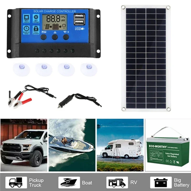 Panel słoneczny 1000W 12V z kontrolerem ładowania 60A 100A do telefonu, kampera, samochodu, MP3, tabletu, ładowarka, zewnętrzny zasilacz akumulatorowy