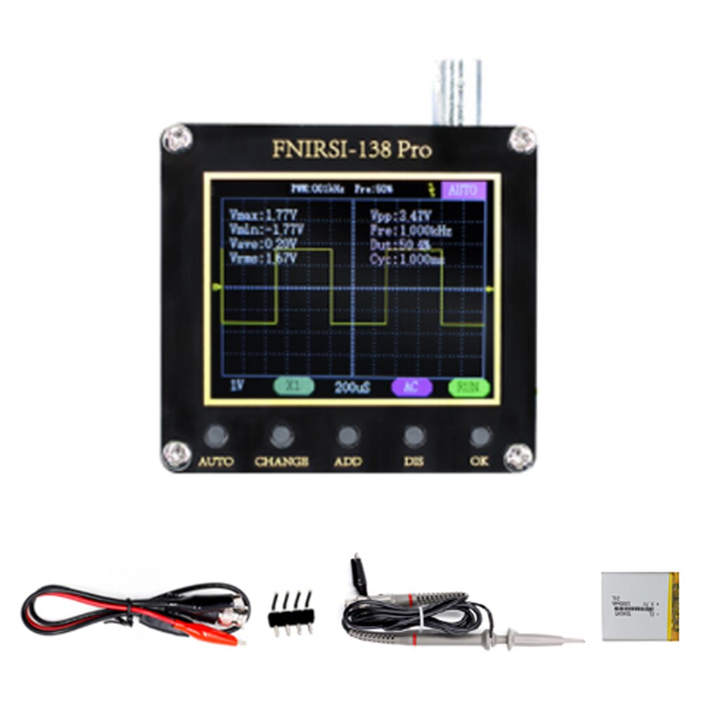 Portable Oscilloscope 2.4 Inch Display Multifunction Digital Oscilloscope One Button Auto Adjust PWM Square Waves Output Singles