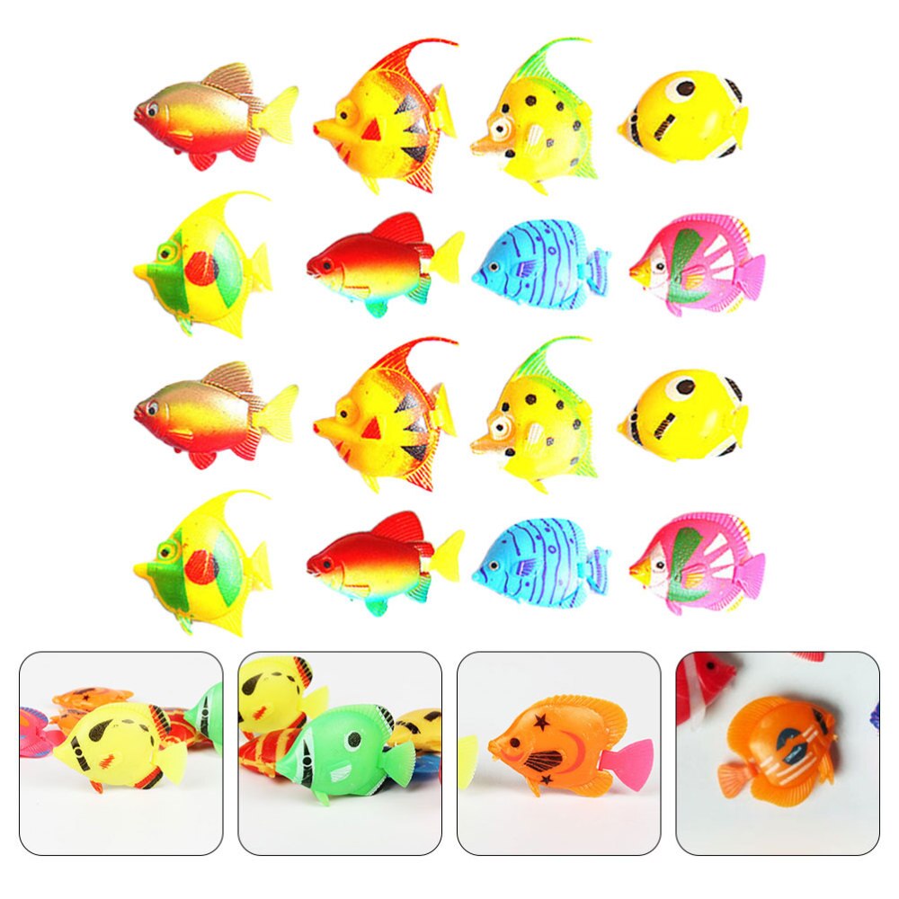 24pcs Simulate Fish Miniature Tropical Fish Model Fish Figure Toys Ornament for DIY Fish Tank Aquarium(Random Pattern an