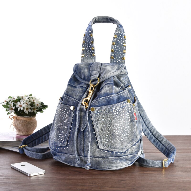 Mode Effen Kleine Messenger Rugzakken DayPacks schooltassen Denim Jeans meisje Vrouwen Reizen Cross Body bolsa feminina