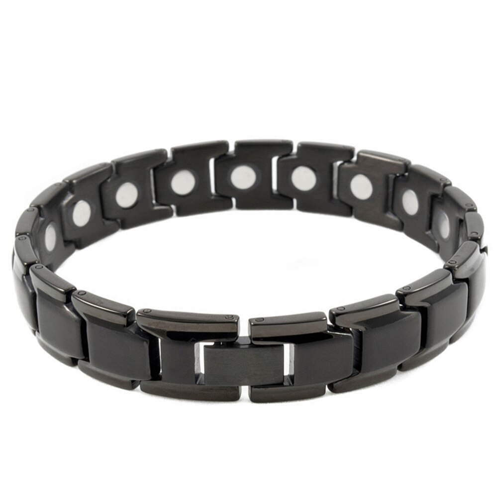 Pulsera de acero y titanio para hombre, brazalete magnético negro y oro rosa, para hombre BMF88