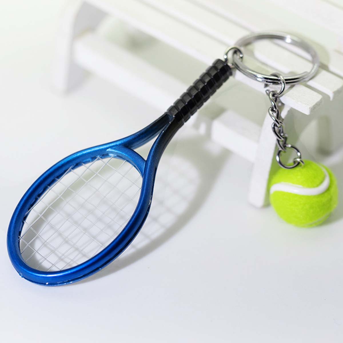 Mini llavero con colgante de raqueta de tenis, bonito llavero deportivo, buscador de anillos, accesorios Holer, para fanáticos de adolescentes: Oro