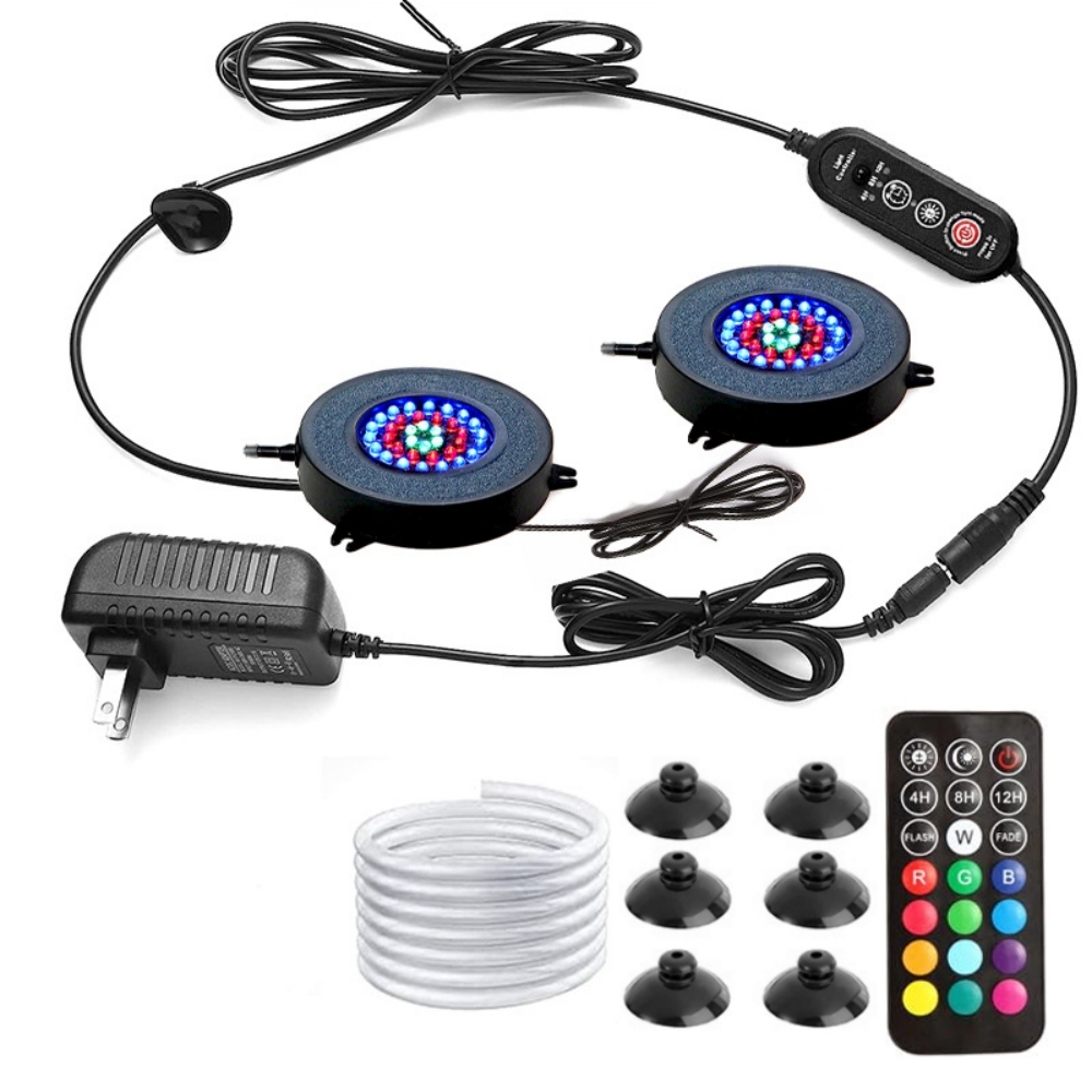 Ip68 Waterdicht Rgb Led Onderwater Licht 36Leds Dc 12V Aquascaping Zuurstofrijke Bellenlamp 21K 24K 40K Afstandsbediening: Rood / uk plug